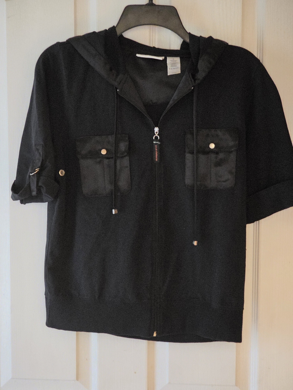 Claiborne Black Zip-Front Hooded Jacket